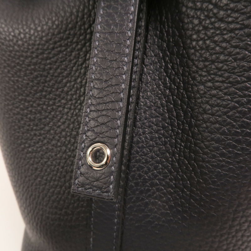 HERMES Clemence皮革Picotin PM銀扣手挽袋Bleu Nuit-14