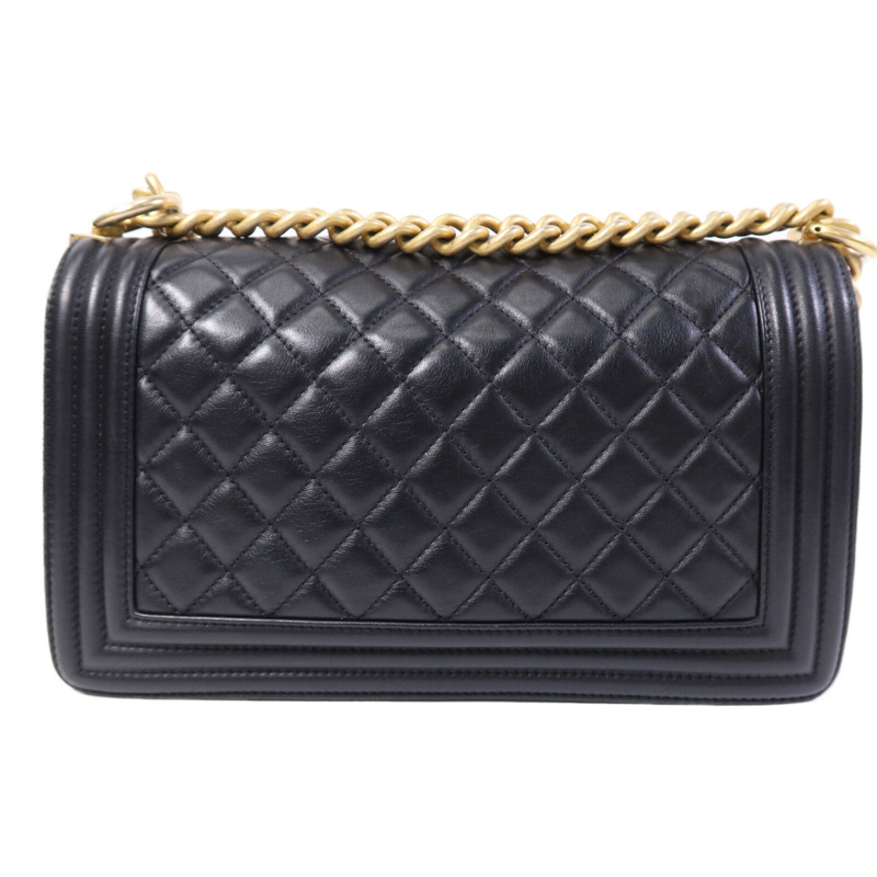 CHANEL 羊皮皮革Boy 25金扣鏈帶肩背袋-1