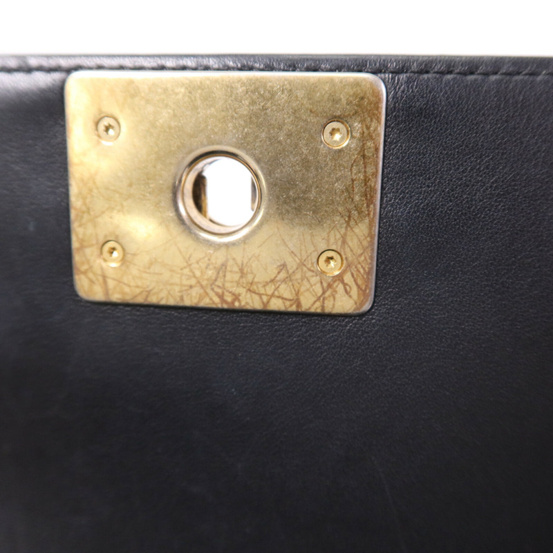 CHANEL 羊皮皮革Boy 25金扣鏈帶肩背袋-15