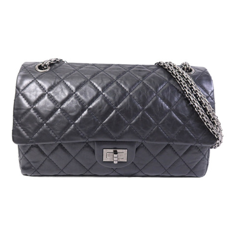 CHANEL 牛皮皮革2.55 Large銀扣鏈帶肩背袋