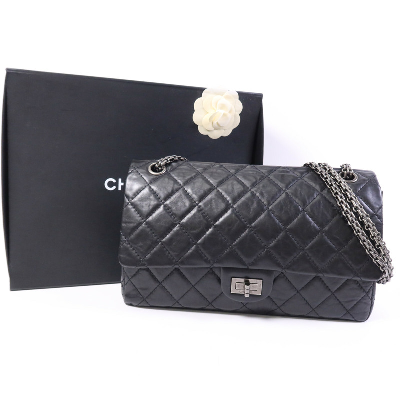 CHANEL 牛皮皮革2.55 Large銀扣鏈帶肩背袋-9