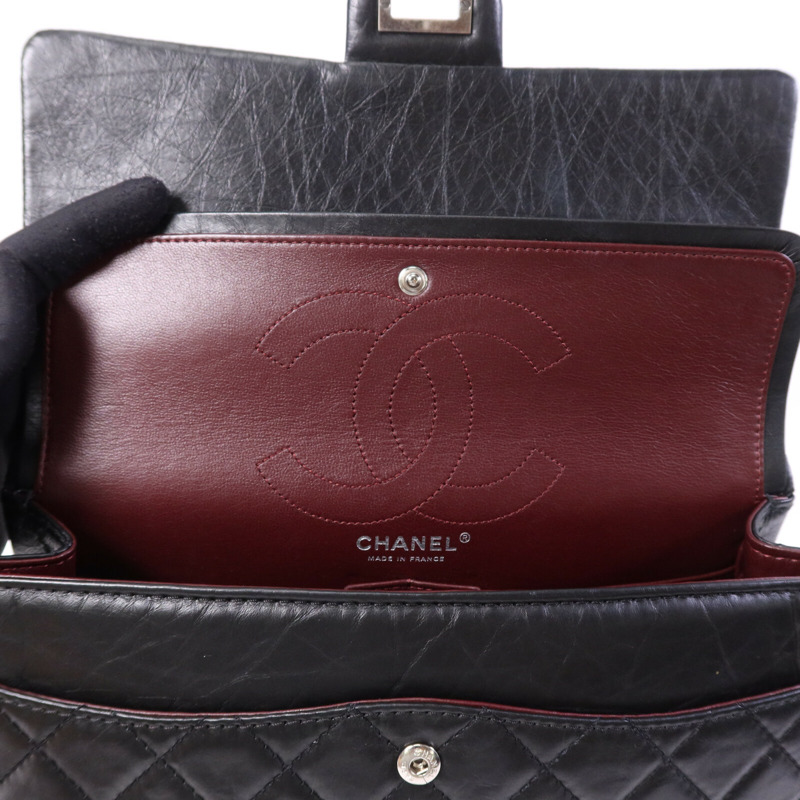 CHANEL 牛皮皮革2.55 Large銀扣鏈帶肩背袋-15