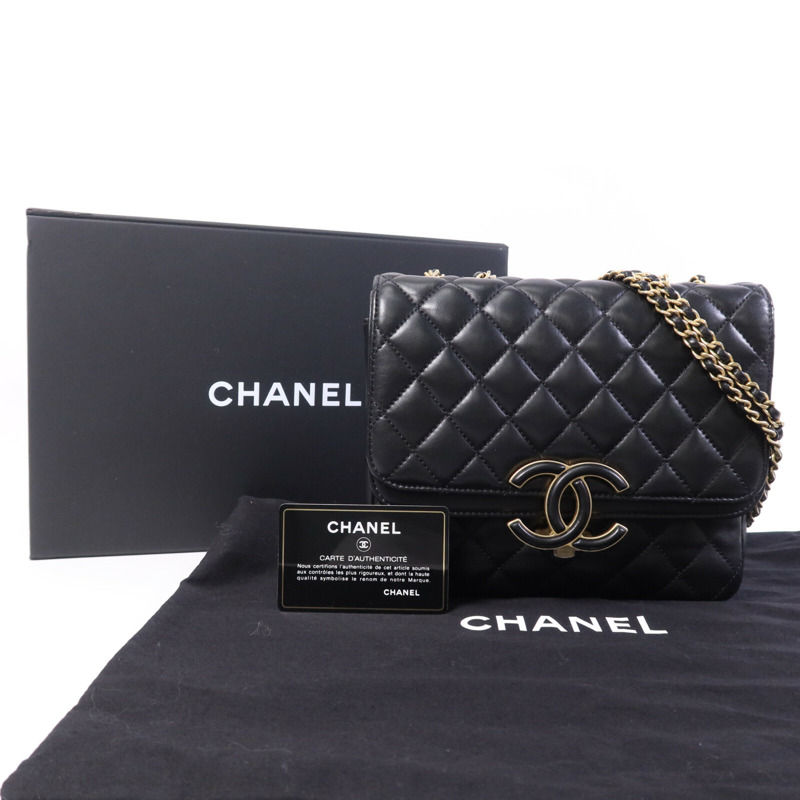 CHANEL 羊皮皮革Chain Shoulder Bag金扣鏈帶肩背袋-9