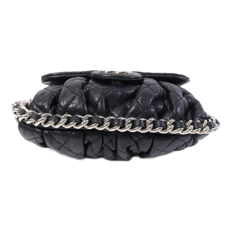 CHANEL 牛皮皮革Chain Shoulder銀扣鏈帶肩背袋-3