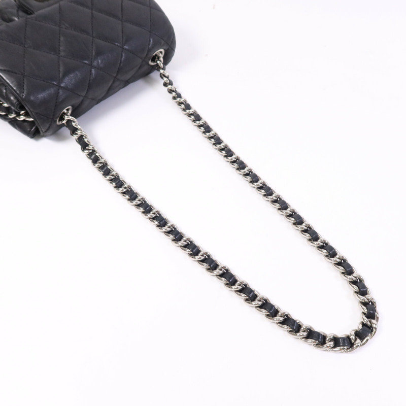 CHANEL 牛皮皮革Chain Shoulder銀扣鏈帶肩背袋-8