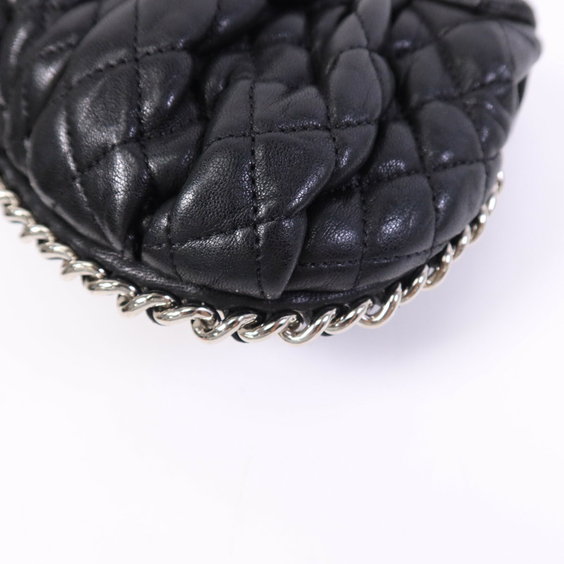 CHANEL 牛皮皮革Chain Shoulder銀扣鏈帶肩背袋-11
