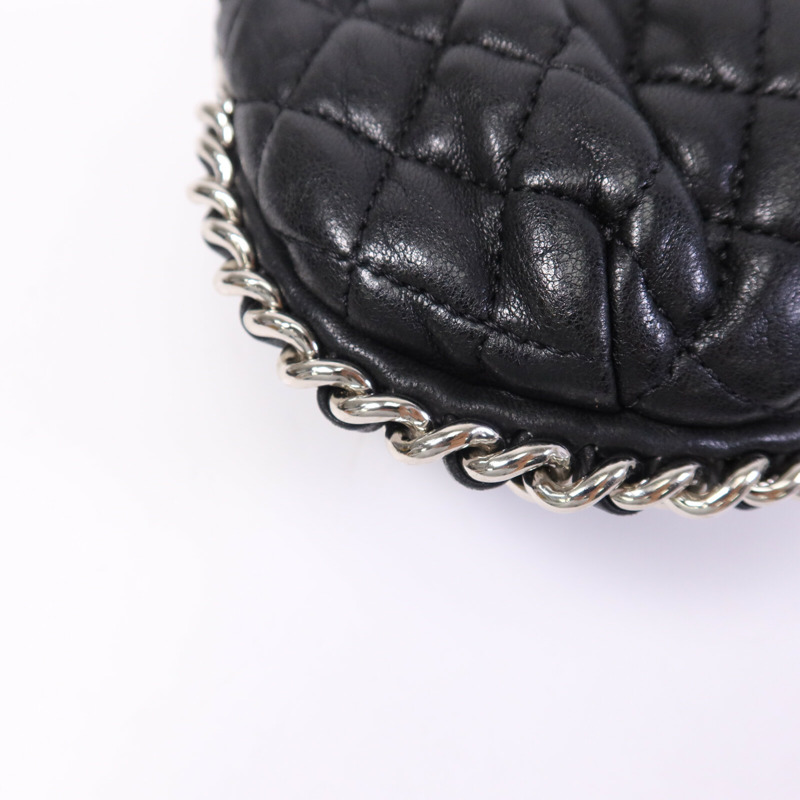 CHANEL 牛皮皮革Chain Shoulder銀扣鏈帶肩背袋-12
