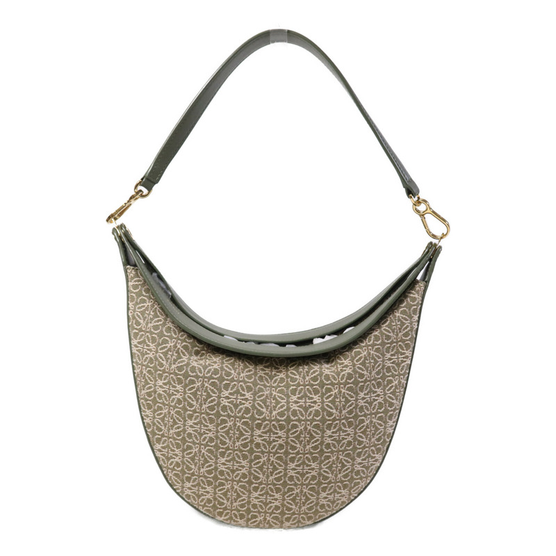 LOEWE 帆布/牛皮皮革Luna金扣手挽肩背兩用袋-1