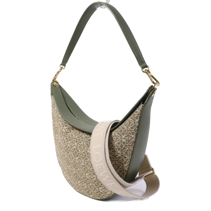 LOEWE 帆布/牛皮皮革Luna金扣手挽肩背兩用袋-2