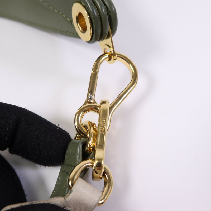 LOEWE 帆布/牛皮皮革Luna金扣手挽肩背兩用袋-6