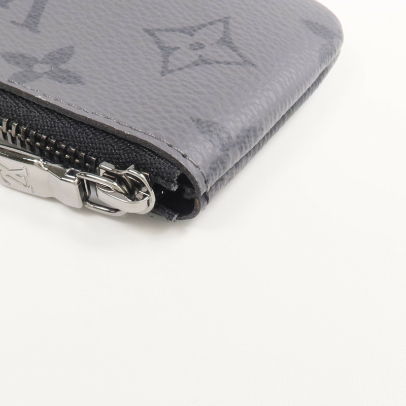 LOUIS VUITTON Monogram Eclipse Reverse Key Pouch銀扣零錢包-9