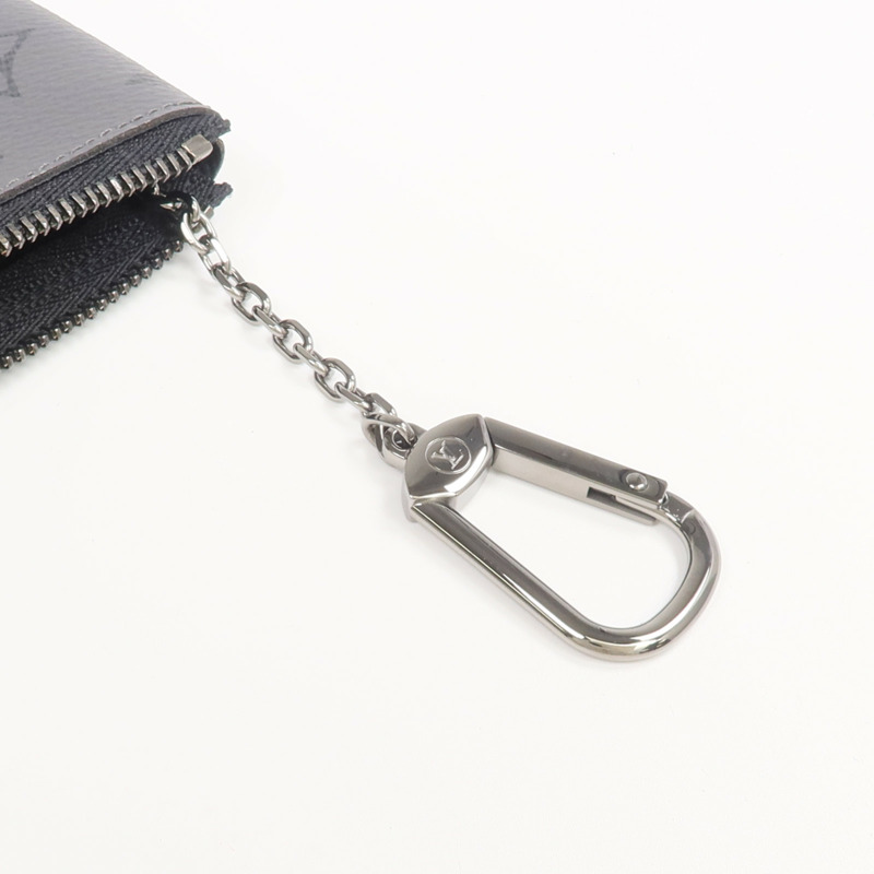 LOUIS VUITTON Monogram Eclipse Reverse Key Pouch銀扣零錢包-11