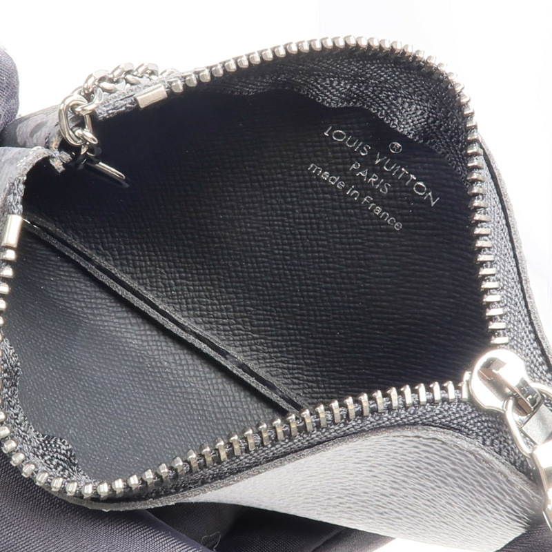 LOUIS VUITTON Monogram Eclipse Reverse Key Pouch銀扣零錢包-12