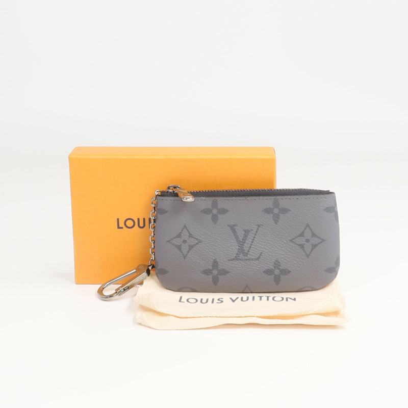 LOUIS VUITTON Monogram Eclipse Reverse Key Pouch銀扣零錢包-15