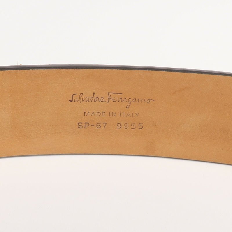 Salvatore Ferragamo 麂皮皮革Belt金扣皮帶-3