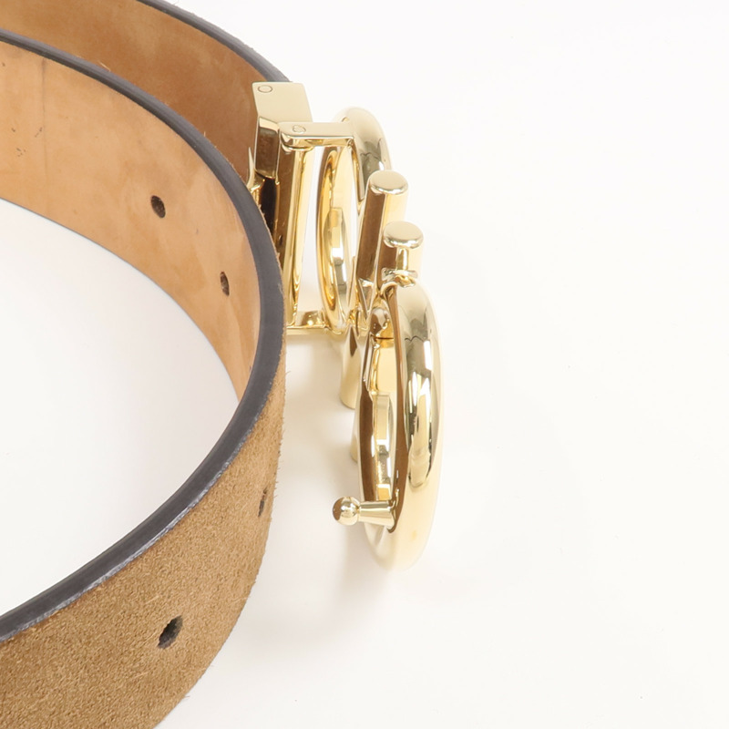 Salvatore Ferragamo 麂皮皮革Belt金扣皮帶-5