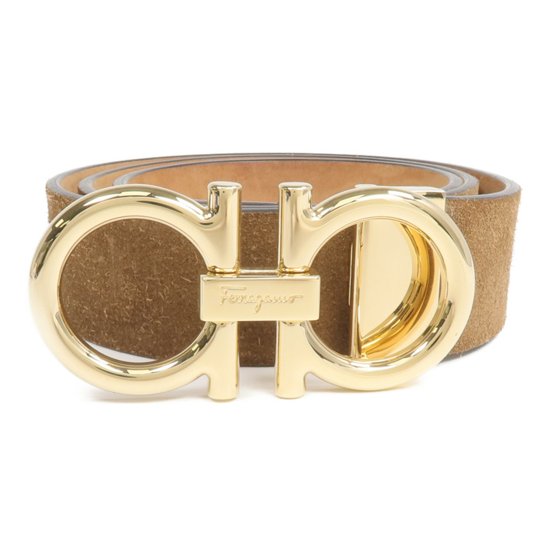 Salvatore Ferragamo 麂皮皮革Belt金扣皮帶-10