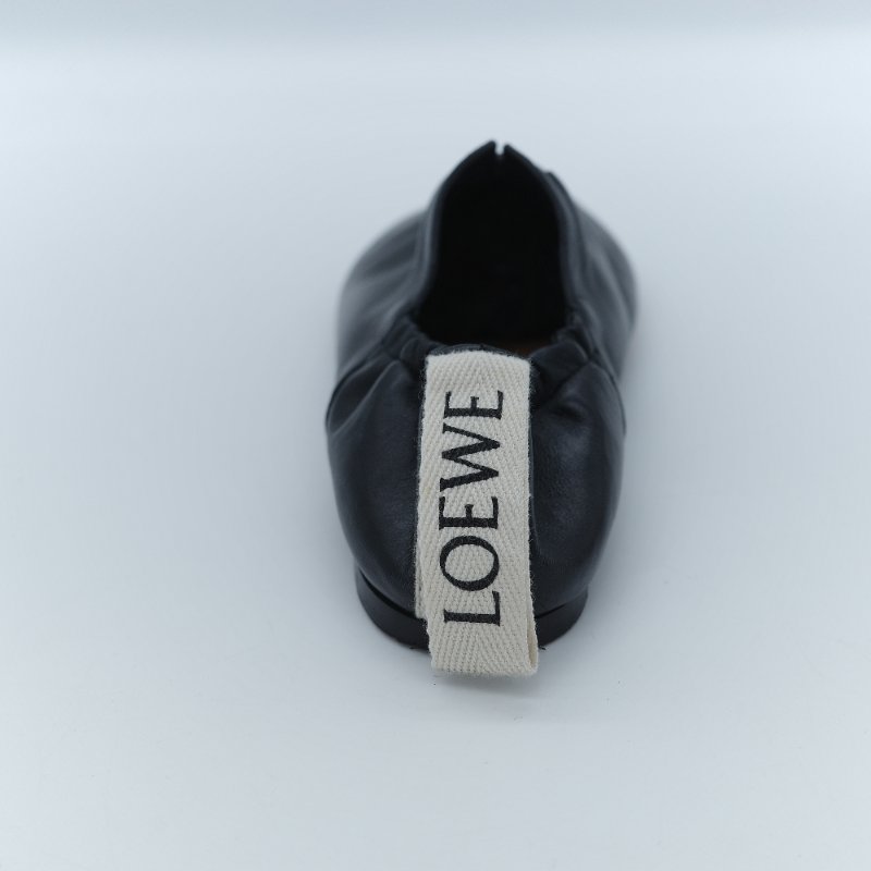 Loewe 羅威 Flamenco 黑色納帕小羊皮束口式芭蕾舞平底鞋 EU37-4