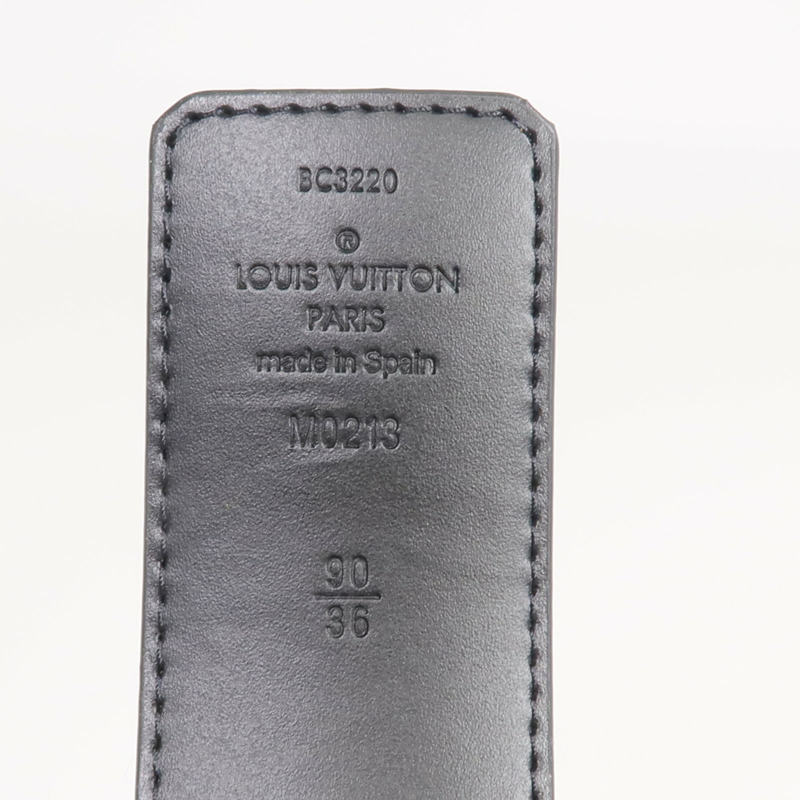 LOUIS VUITTON Damier Graphite/牛皮皮革Reversible Belt銀扣皮帶-5