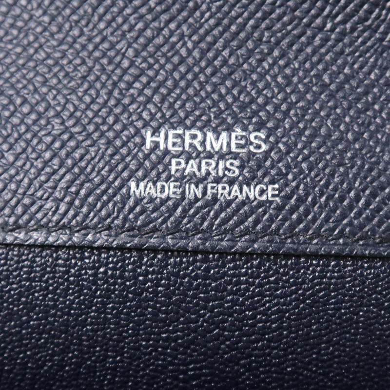 HERMES Epsom皮革Sac a Depeches 37銀扣手挽袋Bleu Indigo/Malachite-5