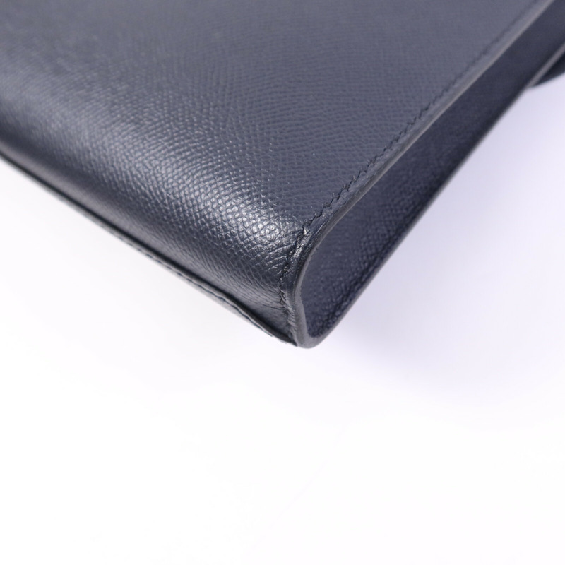 HERMES Epsom皮革Sac a Depeches 37銀扣手挽袋Bleu Indigo/Malachite-12