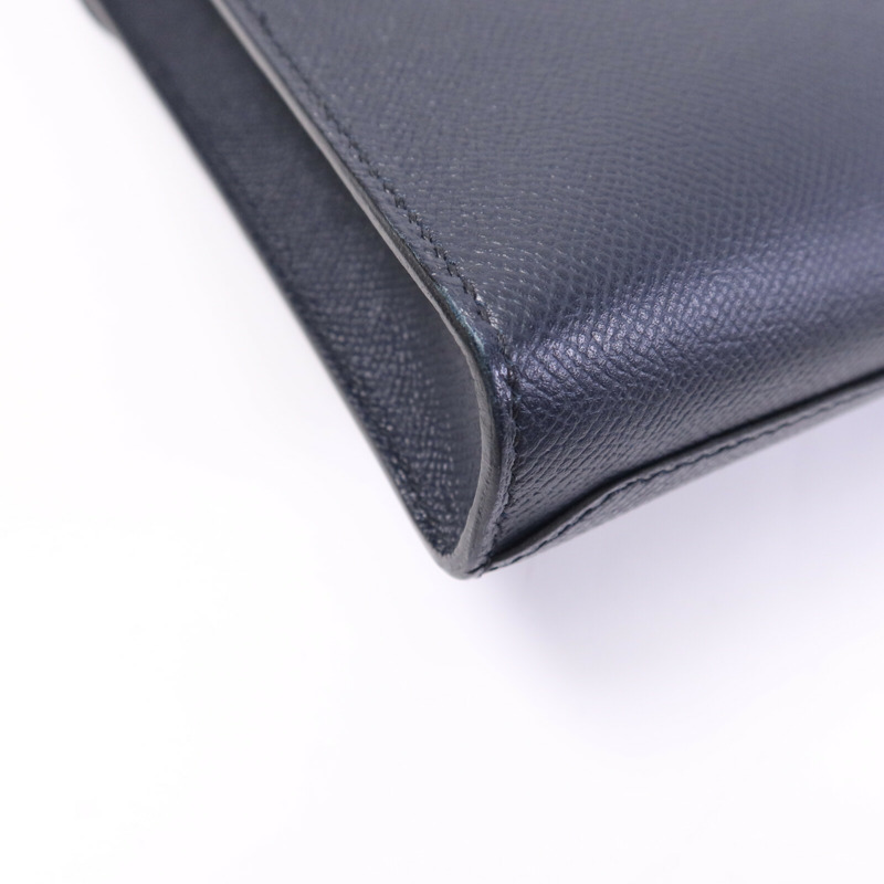 HERMES Epsom皮革Sac a Depeches 37銀扣手挽袋Bleu Indigo/Malachite-13