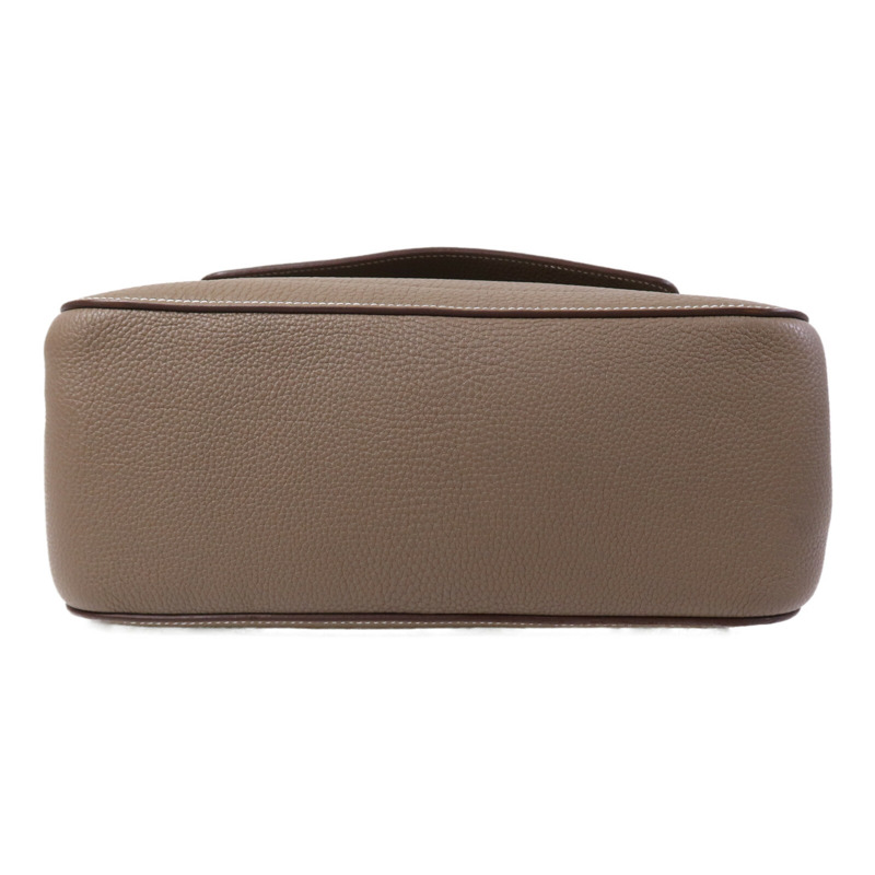 HERMES Togo皮革Mali-Selle PM Messenger Bag銀扣肩背袋Etoupe-3