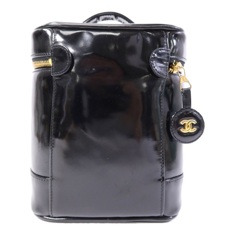 CHANEL 漆皮皮革 Vintage Vanity Case金扣手挽袋-1