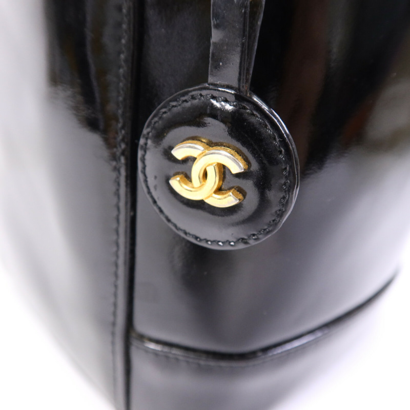 CHANEL 漆皮皮革 Vintage Vanity Case金扣手挽袋-6