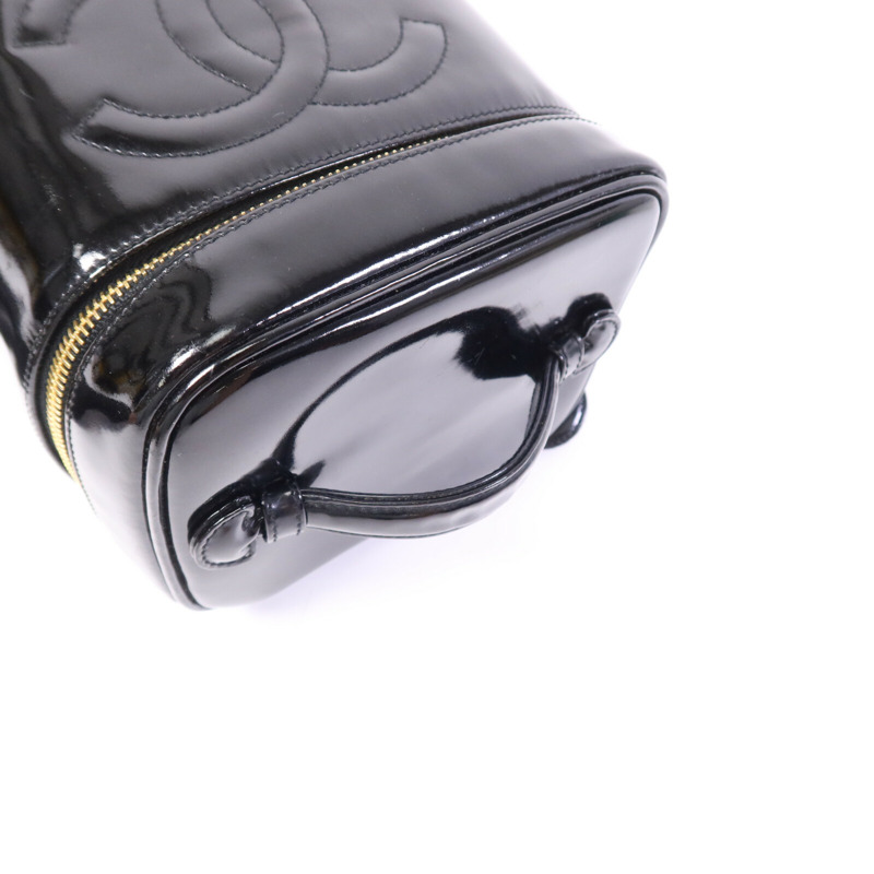 CHANEL 漆皮皮革 Vintage Vanity Case金扣手挽袋-8