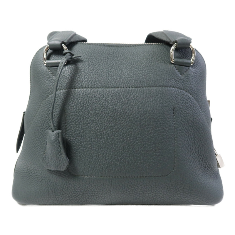 HERMES Togo皮革Bolide Messenger銀扣肩背袋Vert Mangrove-1