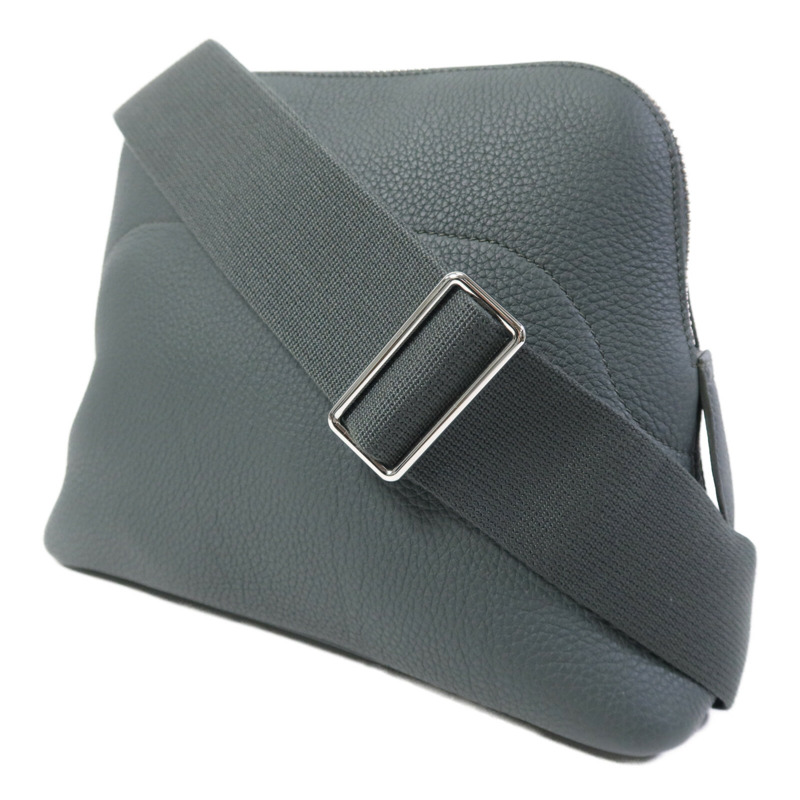 HERMES Togo皮革Bolide Messenger銀扣肩背袋Vert Mangrove-2
