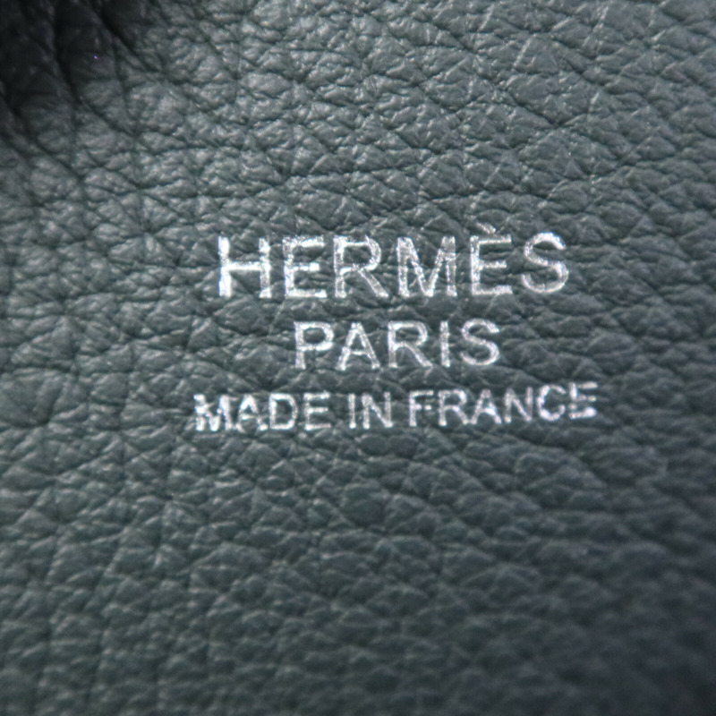 HERMES Togo皮革Bolide Messenger銀扣肩背袋Vert Mangrove-5