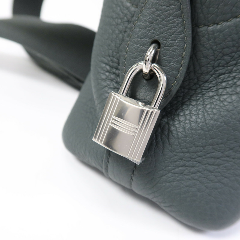HERMES Togo皮革Bolide Messenger銀扣肩背袋Vert Mangrove-6