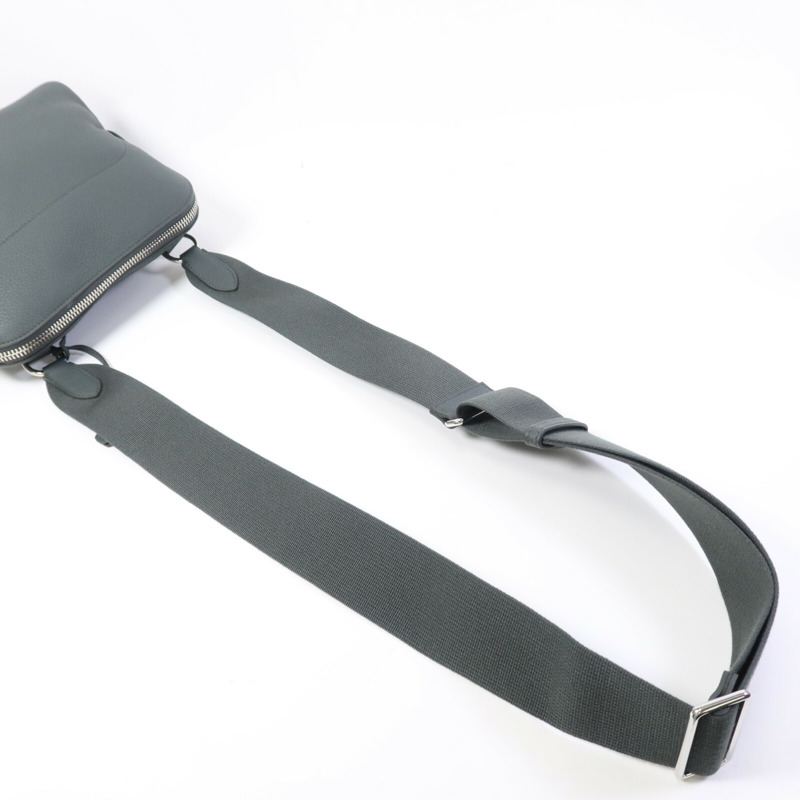 HERMES Togo皮革Bolide Messenger銀扣肩背袋Vert Mangrove-8
