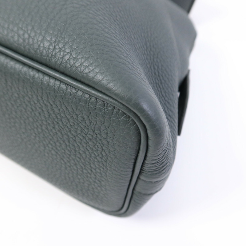 HERMES Togo皮革Bolide Messenger銀扣肩背袋Vert Mangrove-10