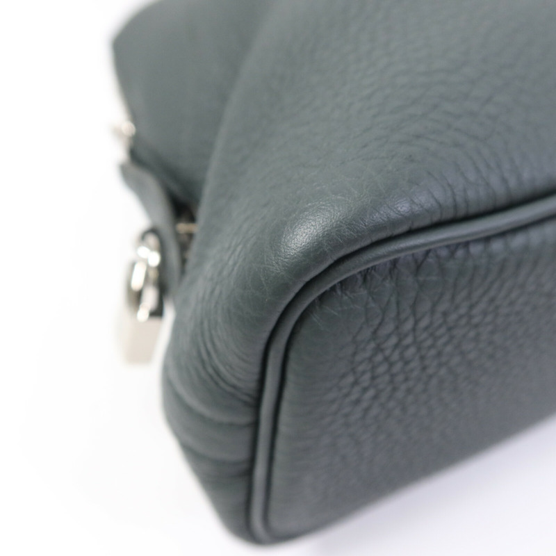 HERMES Togo皮革Bolide Messenger銀扣肩背袋Vert Mangrove-11