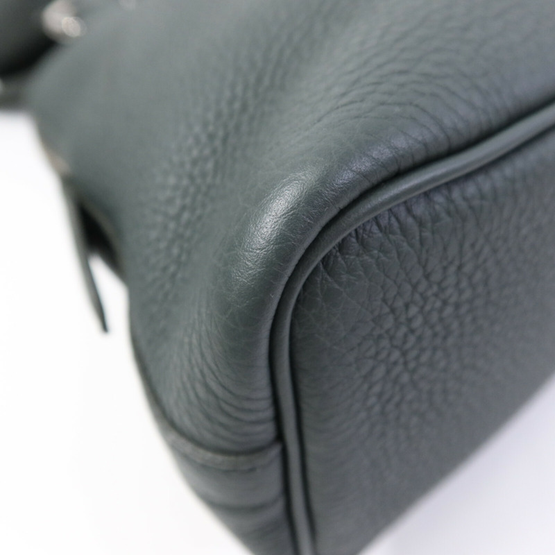 HERMES Togo皮革Bolide Messenger銀扣肩背袋Vert Mangrove-13