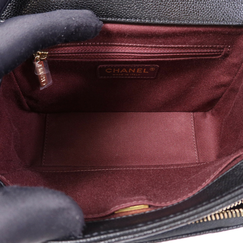 CHANEL 牛皮皮革Business Affinity Small金扣鏈帶手挽肩背兩用袋-4