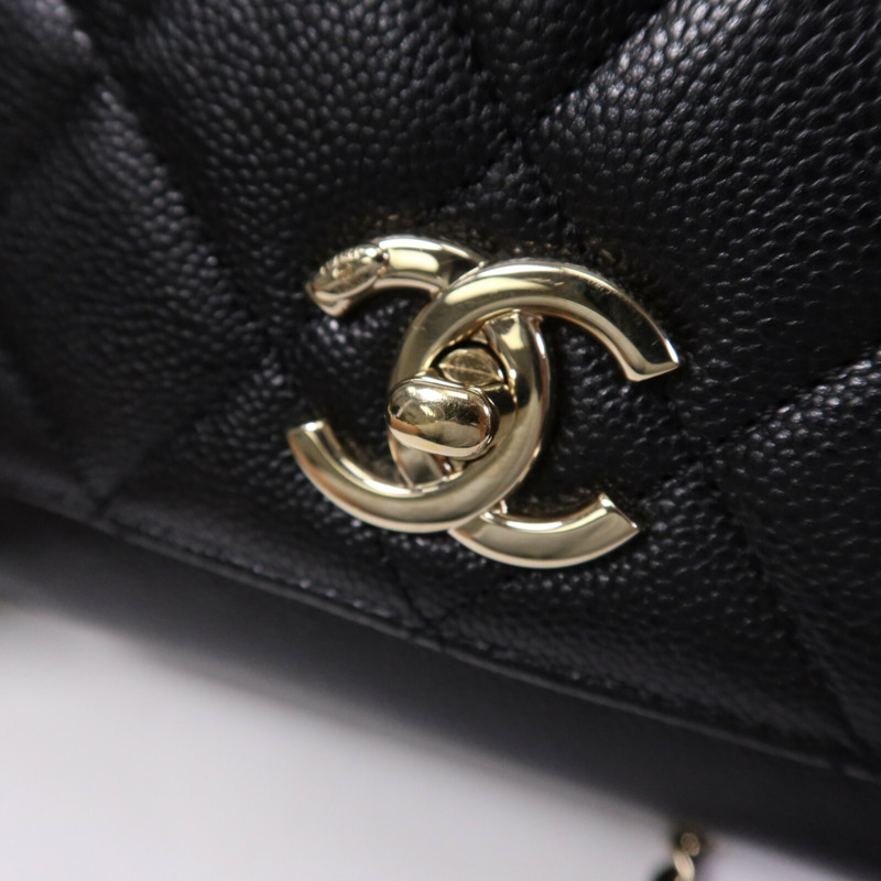 CHANEL 牛皮皮革Business Affinity Small金扣鏈帶手挽肩背兩用袋-6