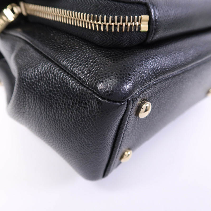 CHANEL 牛皮皮革Business Affinity Small金扣鏈帶手挽肩背兩用袋-11