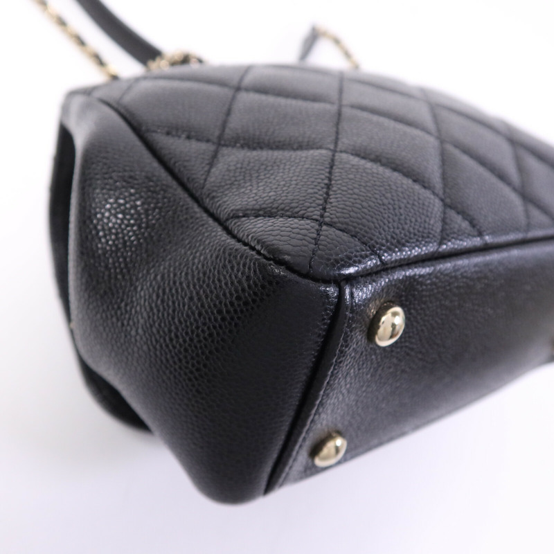 CHANEL 牛皮皮革Business Affinity Small金扣鏈帶手挽肩背兩用袋-13