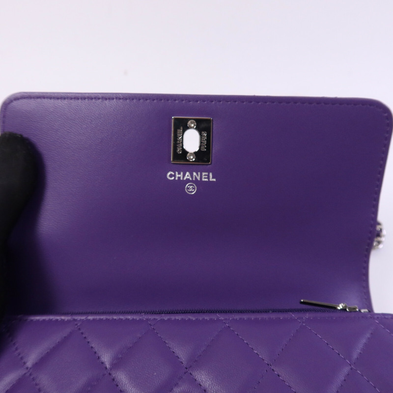 CHANEL 羊皮皮革Top Handle Chain Bag銀扣鏈帶手挽肩背兩用袋-14