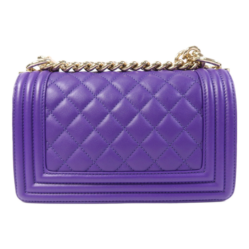 CHANEL 羊皮皮革Boy 20cm金扣鏈帶肩背袋-1