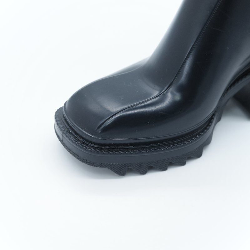 Chloé 蔻依 Betty 黑色橡膠殼 灰色羅紋 針織拼接 雨靴 EU36-6