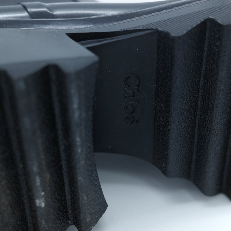 Chloé 蔻依 Betty 黑色橡膠殼 灰色羅紋 針織拼接 雨靴 EU36-8