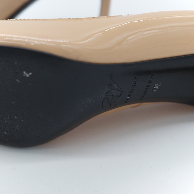 Roger Vivier 羅傑維維亞 Belle Vivier 米色漆皮 金屬方框飾扣 方頭方跟鞋 EU36-6
