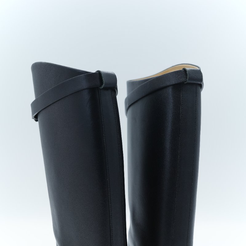 Hermès 愛馬仕 Jumping 黑色滑面小牛皮 Kelly 飾扣馬術長靴 EU36-9