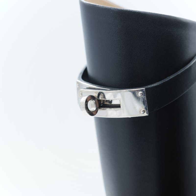 Hermès 愛馬仕 Jumping 黑色滑面小牛皮 Kelly 飾扣馬術長靴 EU36-10