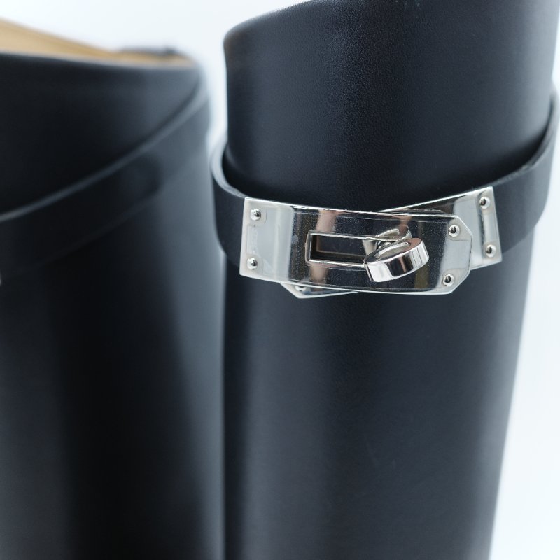 Hermès 愛馬仕 Jumping 黑色滑面小牛皮 Kelly 飾扣馬術長靴 EU36-11